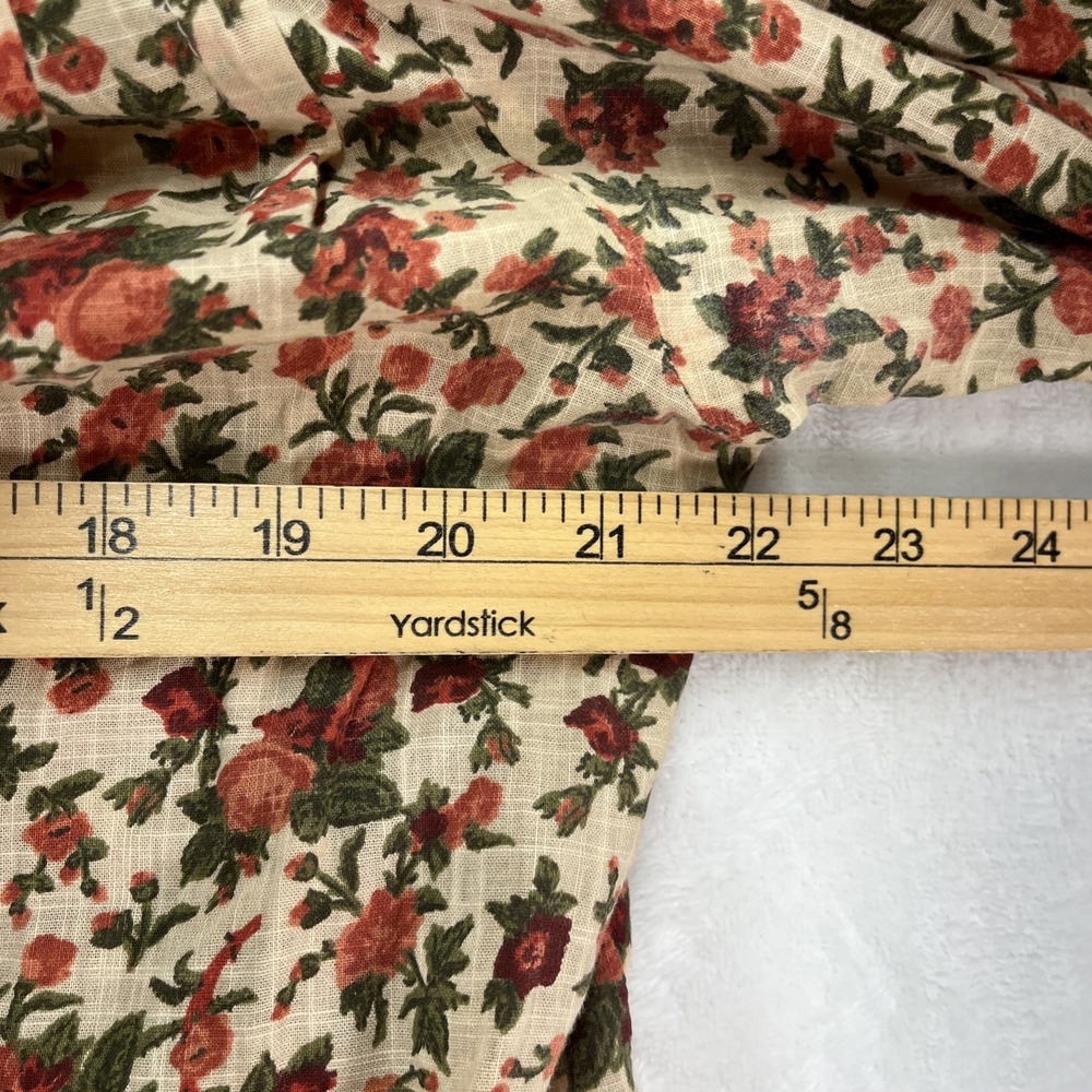Free People Puff Sleeve Button Front Blouse Womens Medium Floral Cottagecore - Picture 9 of 14